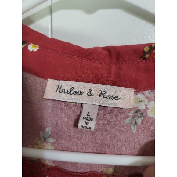 HARLOW & ROSE Tiered Floral Flowy Dress Women's SZ LG Country Prairie - Picture 4 of 9